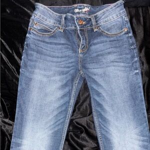 Wrangler Blue Denim Jeans with Pink Stitching